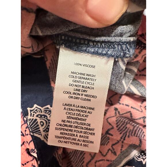 BeachLunchLounge Cover Up Dress Boho Print Blue and Pink Size Small - Picture 7 of 7